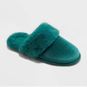 Auden Velvet Scuff Slippers Emerald Green Large (9-10)